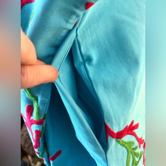 Gretchen Scott Twill Twig Jacket Turquoise Embroidered Button Front Medium - Picture 7 of 13